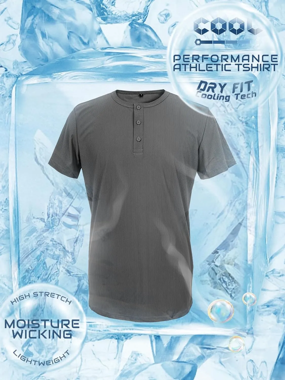 Mens Dry Fit Henley Shirt Gym Clothes Slim Fit T Shirt Workout Short Sleeve Athletic Tshirt True Classic Casual Tee