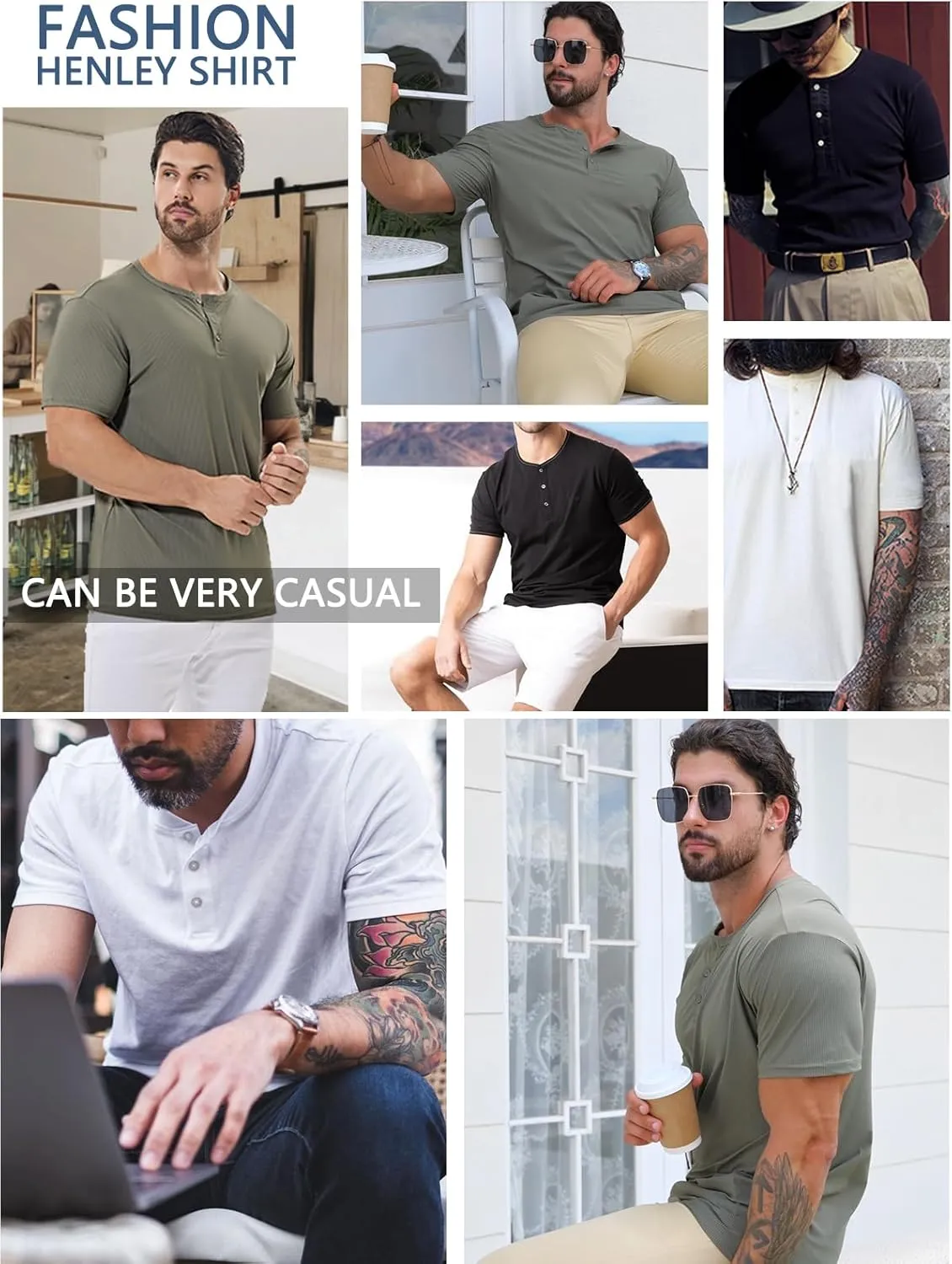 Mens Dry Fit Henley Shirt Gym Clothes Slim Fit T Shirt Workout Short Sleeve Athletic Tshirt True Classic Casual Tee