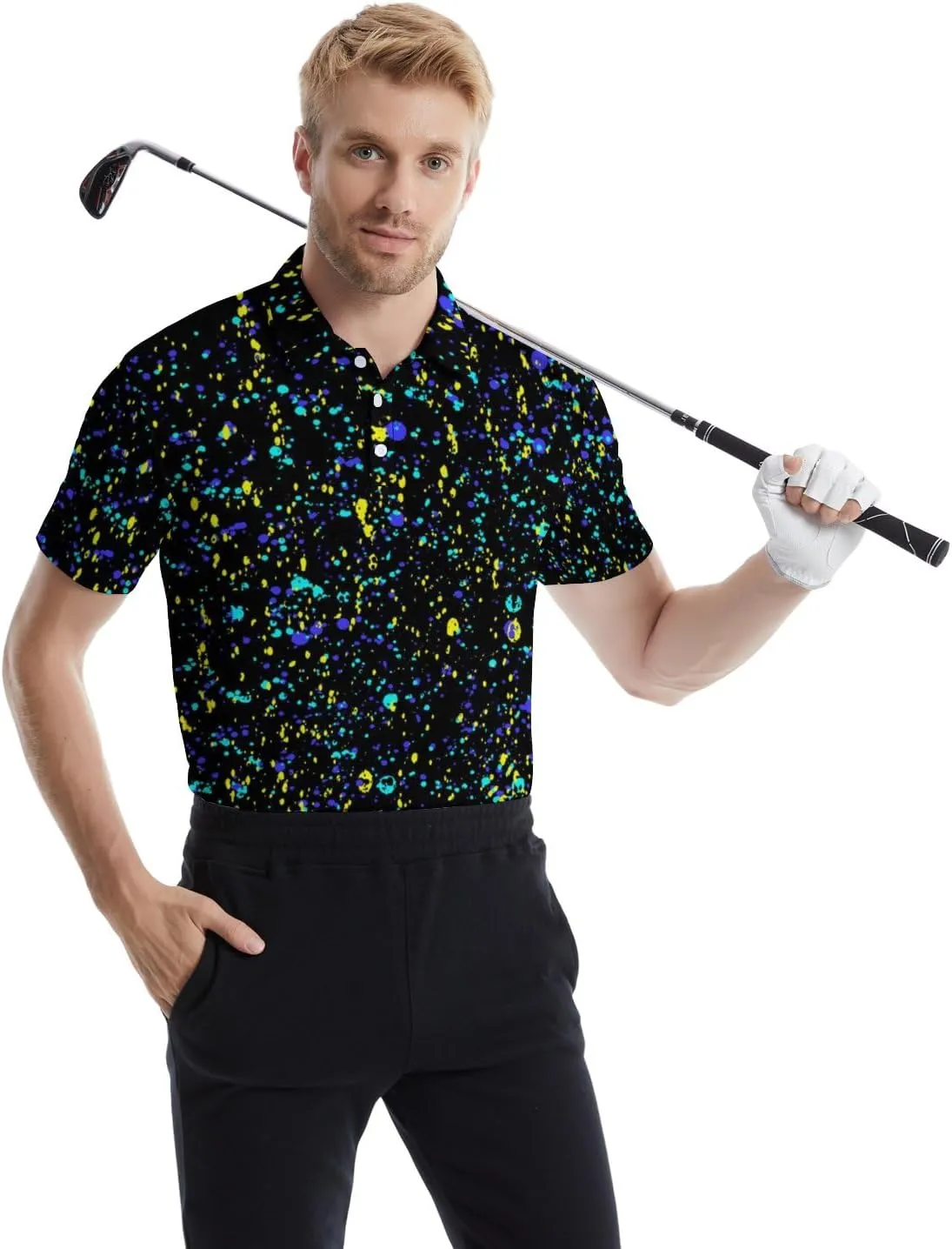Men's Golf Shirts Funny Polo Shirt Moisture Wicking Golf Shirt Quick-Dry Polo Shirts Short Sleeve Funny Theme Outfits for Men