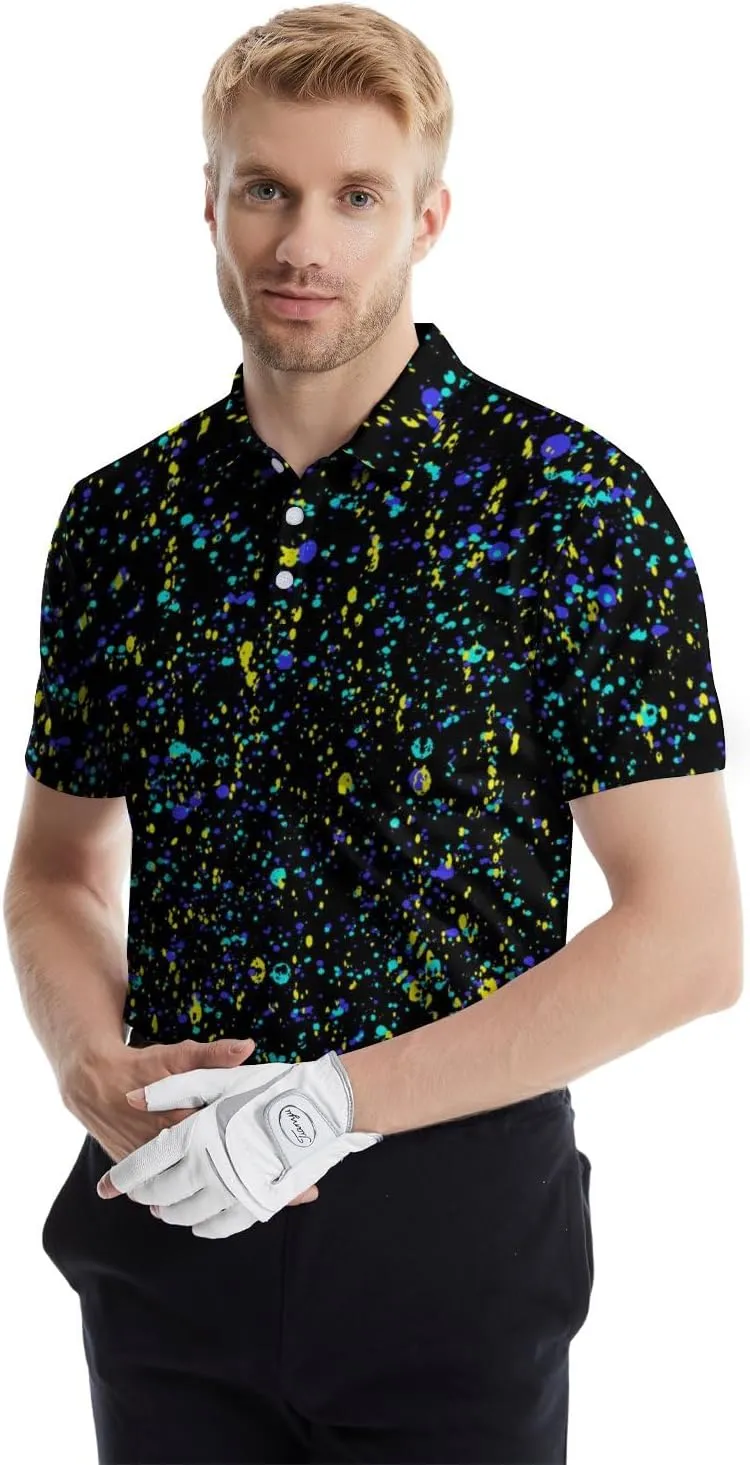 Men's Golf Shirts Funny Polo Shirt Moisture Wicking Golf Shirt Quick-Dry Polo Shirts Short Sleeve Funny Theme Outfits for Men