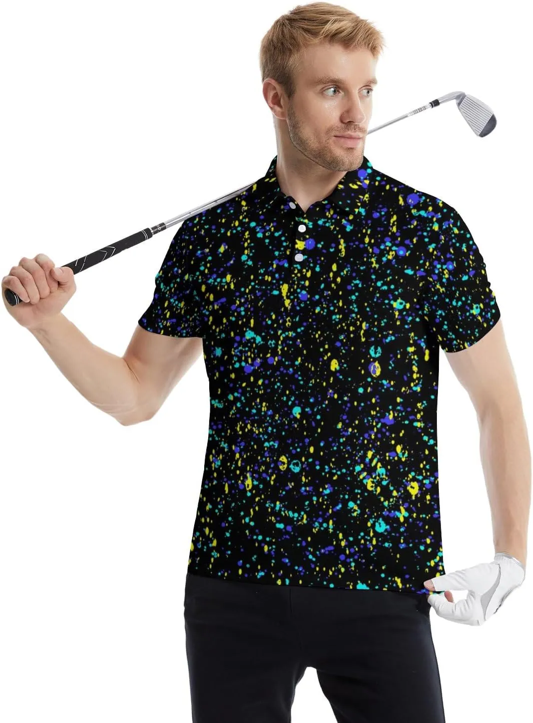 Men's Golf Shirts Funny Polo Shirt Moisture Wicking Golf Shirt Quick-Dry Polo Shirts Short Sleeve Funny Theme Outfits for Men