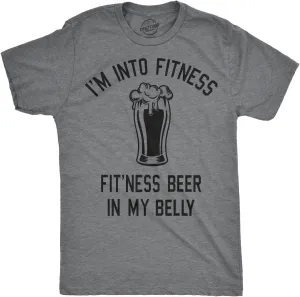 Mens Im Into Fitness Fitting This Beer in My Belly T Shirt Funny Drinking Tee