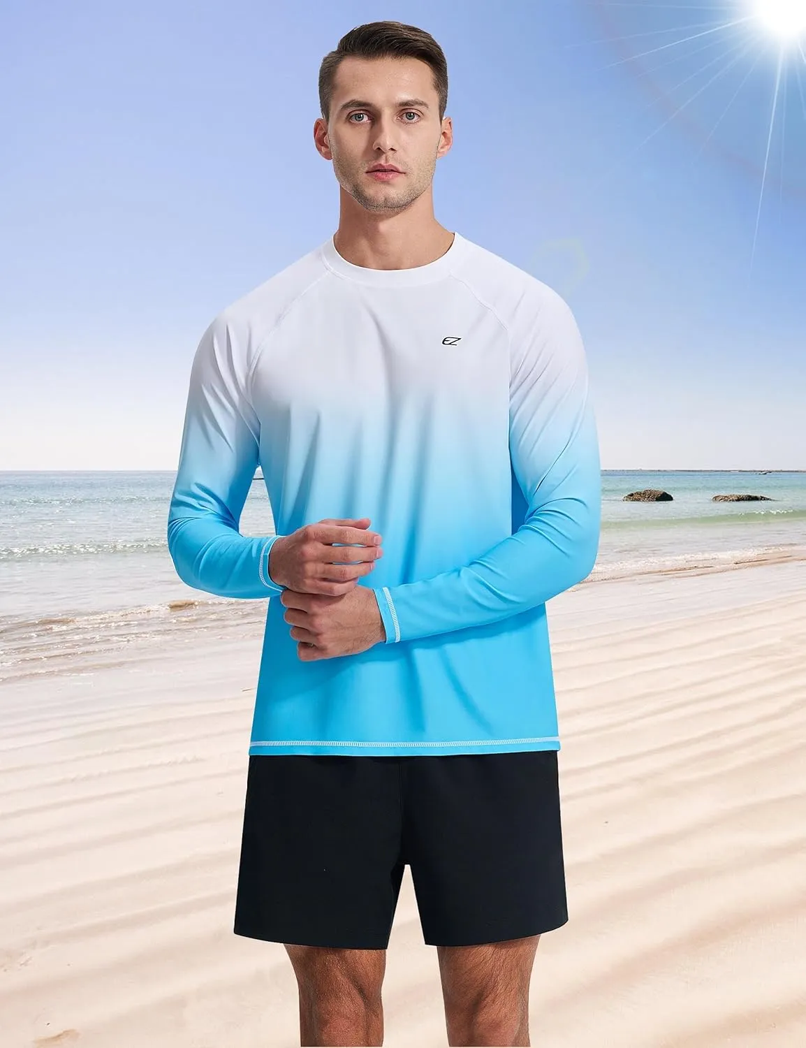 Men's Long Sleeve Rash Guard Quick Dry Swim Shirts UPF 50  UV Sun Protection Tee Surfing Tops