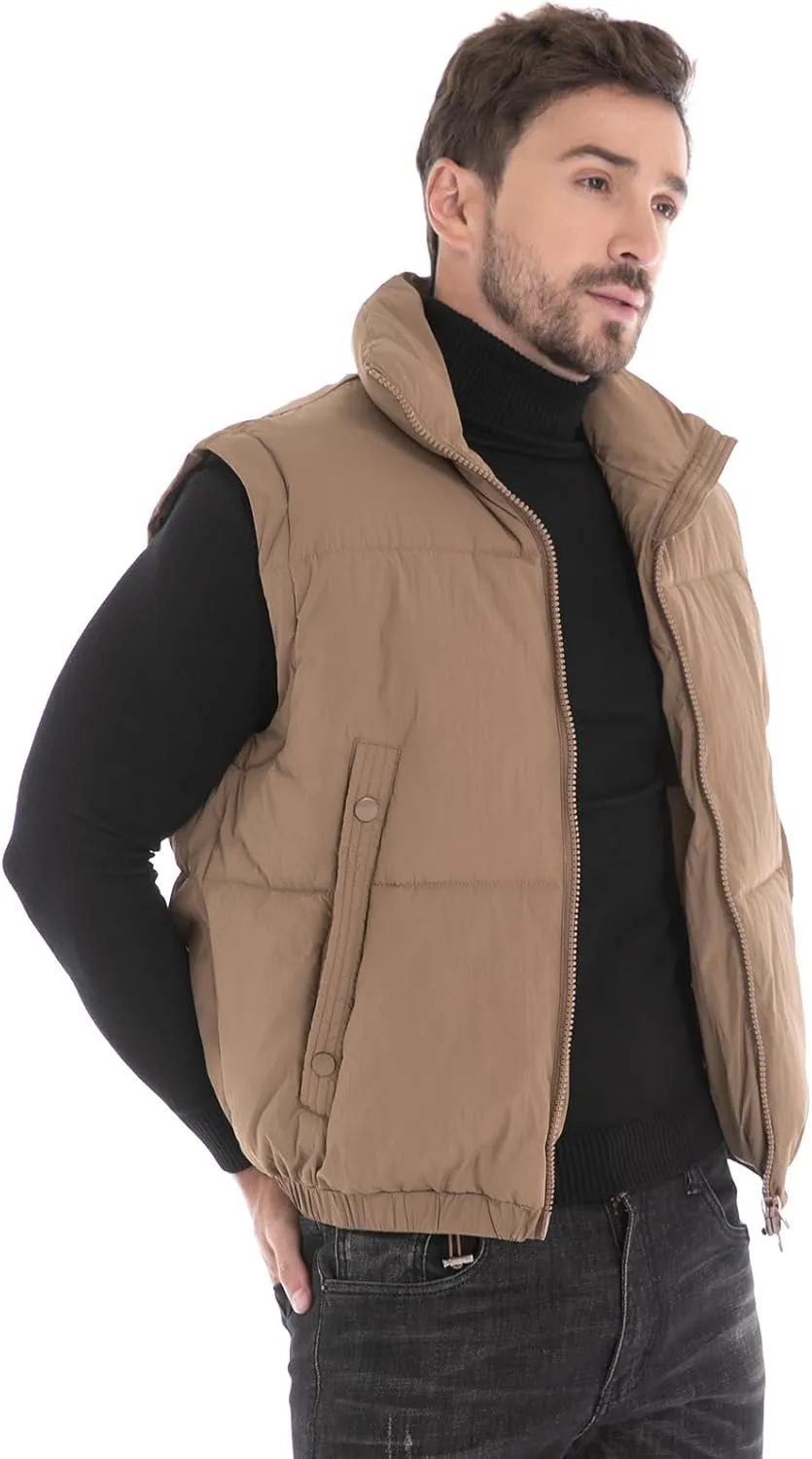 Men's Puffer Vest, Quilted Puffy Warm Outerwear Winter Causal Sleeveless Jacket