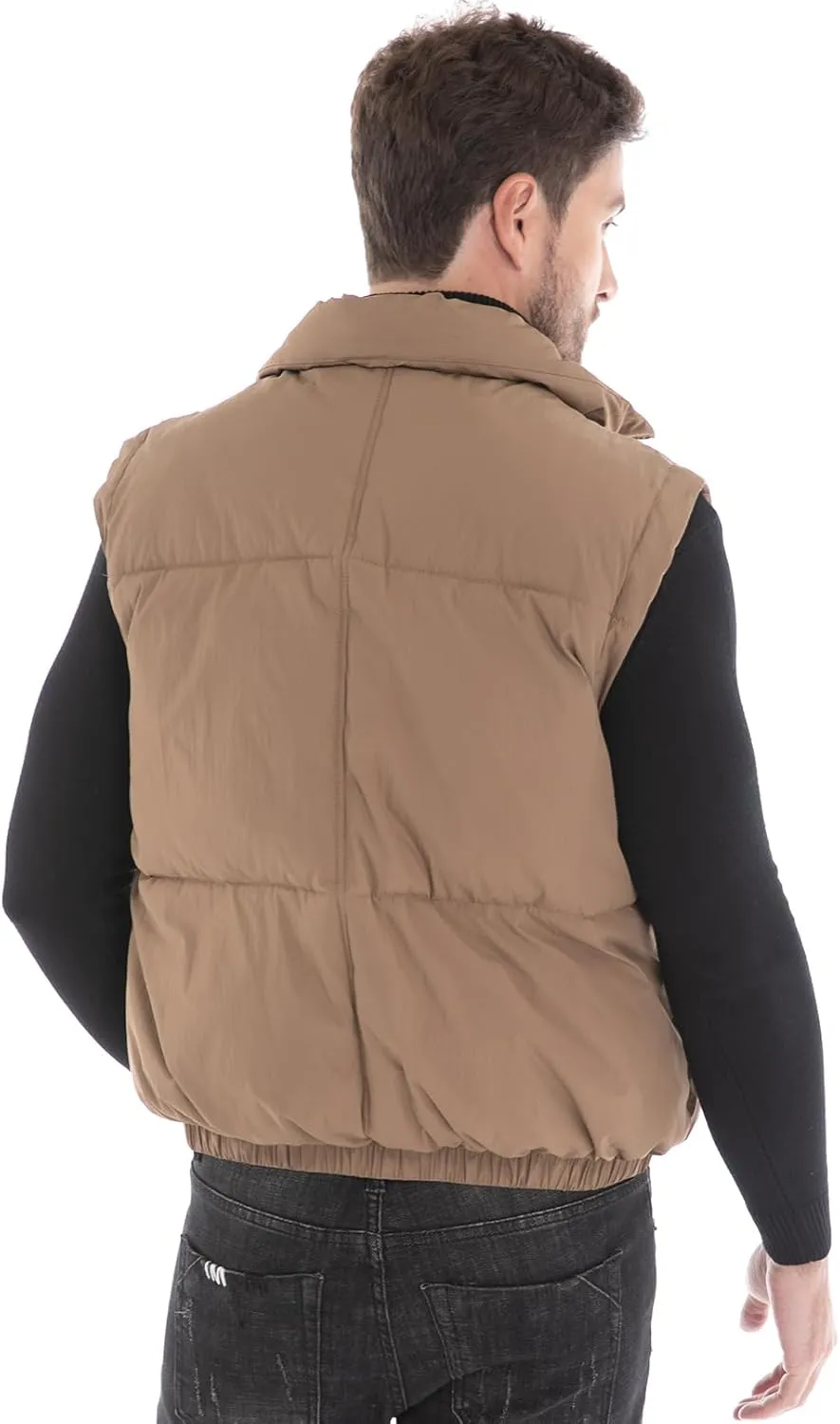 Men's Puffer Vest, Quilted Puffy Warm Outerwear Winter Causal Sleeveless Jacket
