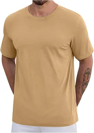 Men's Quick Dry Short Sleeve T Shirt Cotton Summer Casual Crewneck Lightweight Tee Shirts Workout Athletic Tops