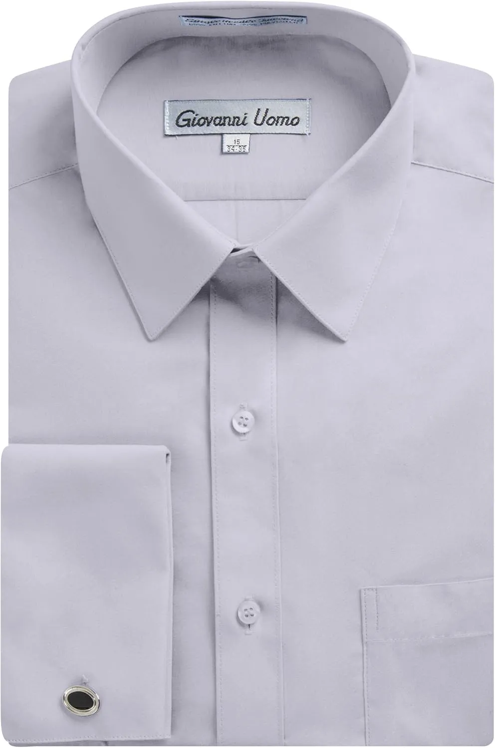 Men's Regular & Slim Fit French Cuff Solid Dress Shirt - Colors (Cufflink Included)
