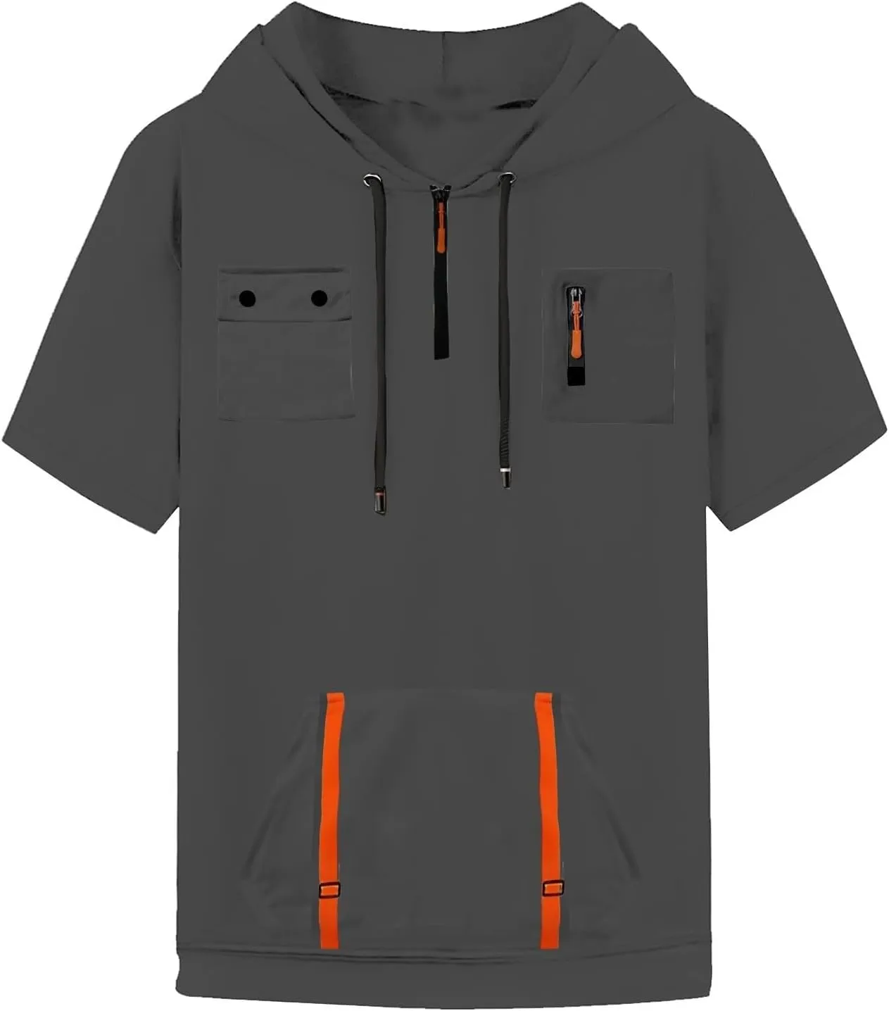 Mens Shirts Hoodies for Men Short Sleeve Quarter Zip Hoodie Tops Lightweight Oversized Hooded Tshirts with Pocket