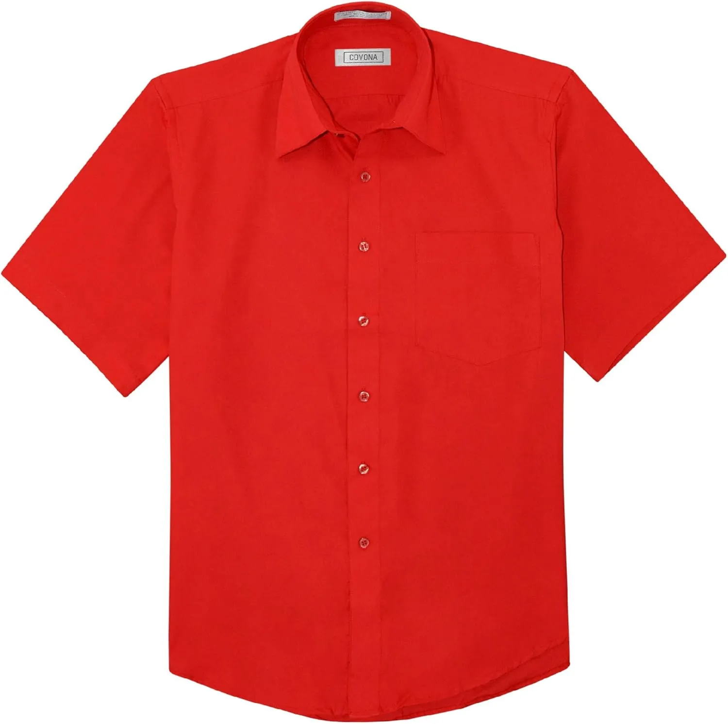 Men's Short Sleeve Solid RED Color Dress Shirt