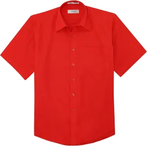 Men's Short Sleeve Solid RED Color Dress Shirt