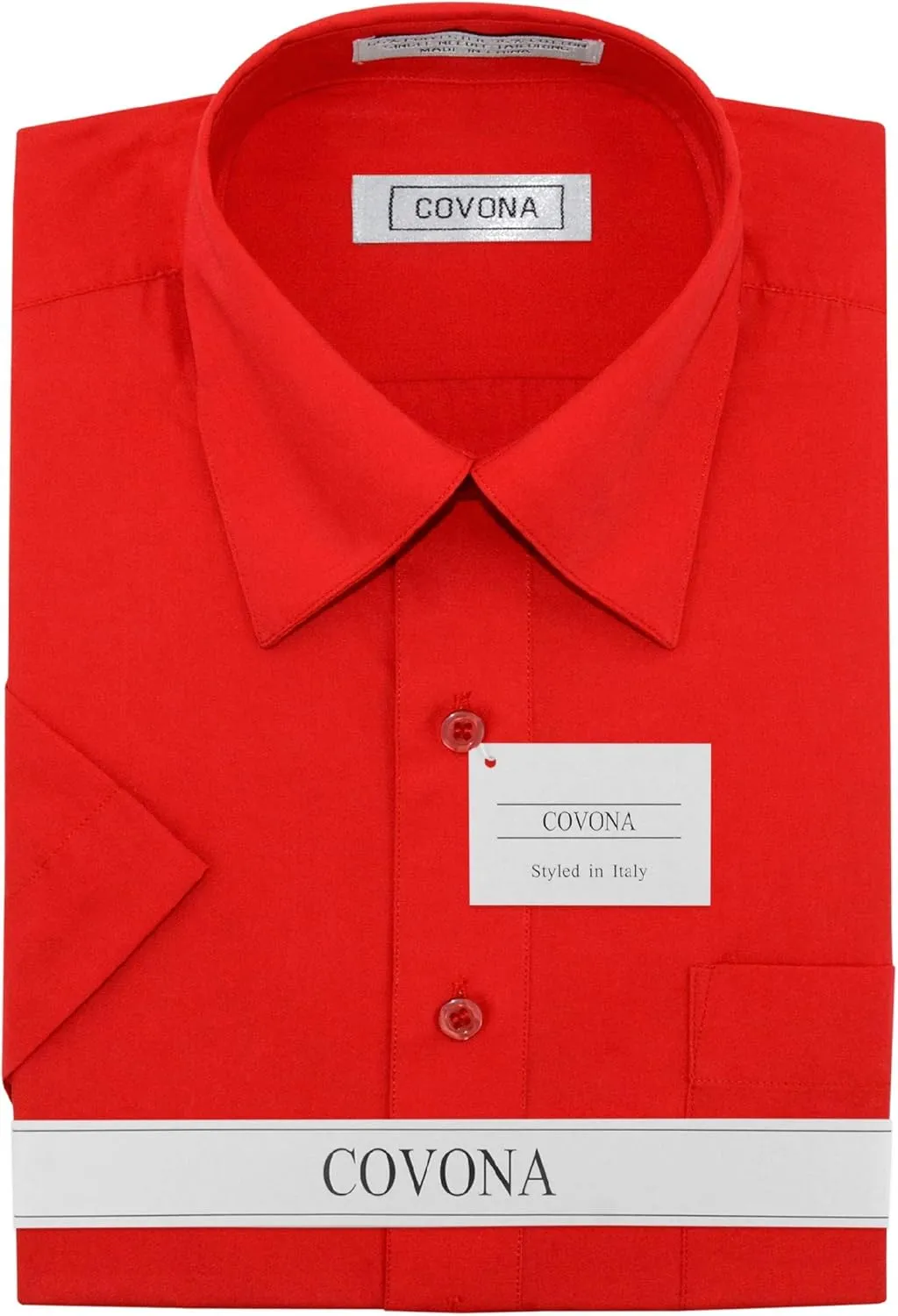 Men's Short Sleeve Solid RED Color Dress Shirt
