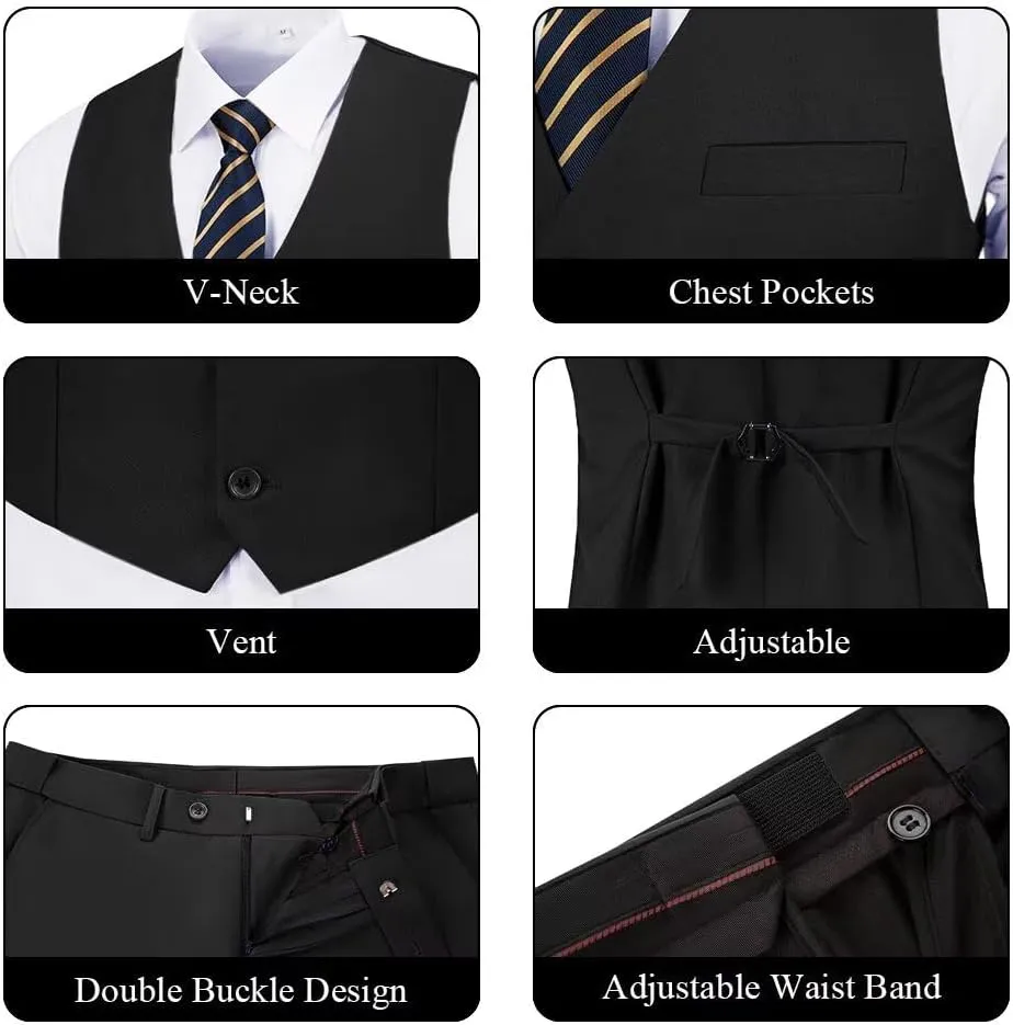 Men's Suit 2-Piece Set, Slim Fit Formal Business Wedding Suit Vest Pants for Men