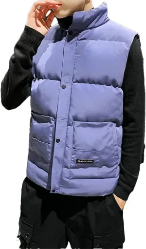 Men's Vest Coat Thick Windproof Camo1 Sleeveless Jacket Collar Down Cotton Padded Vest