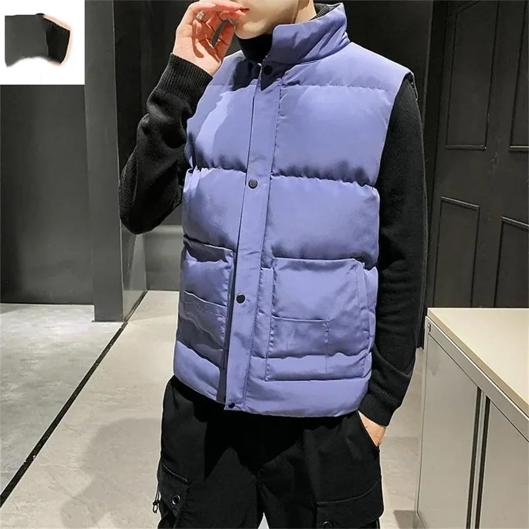 Men's Vest Coat Thick Windproof Camo1 Sleeveless Jacket Collar Down Cotton Padded Vest