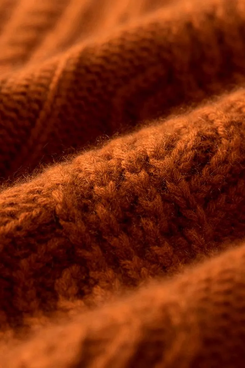 Mid-Length Merino Wool Blend Open Cardigan Long Sleeve Cable Knitted Sweater for Women