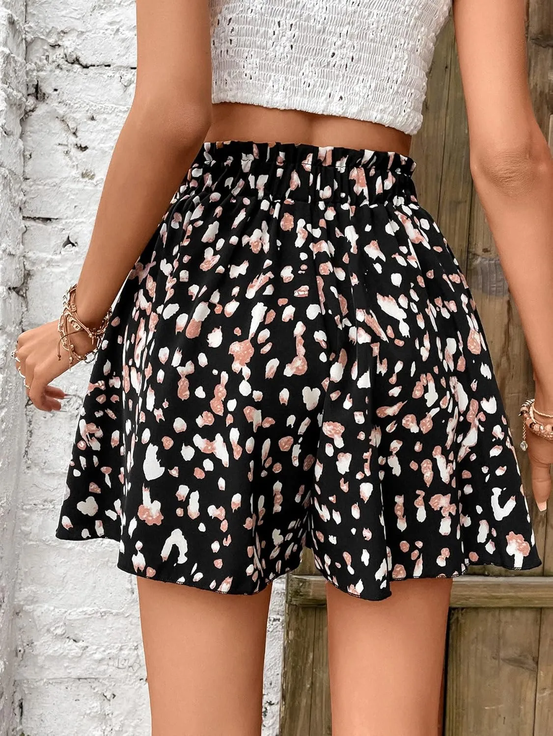 Milumia Women's Ditsy Floral Elastic Waist Skort Ruffle Hem Boho Short Skirt Skorts