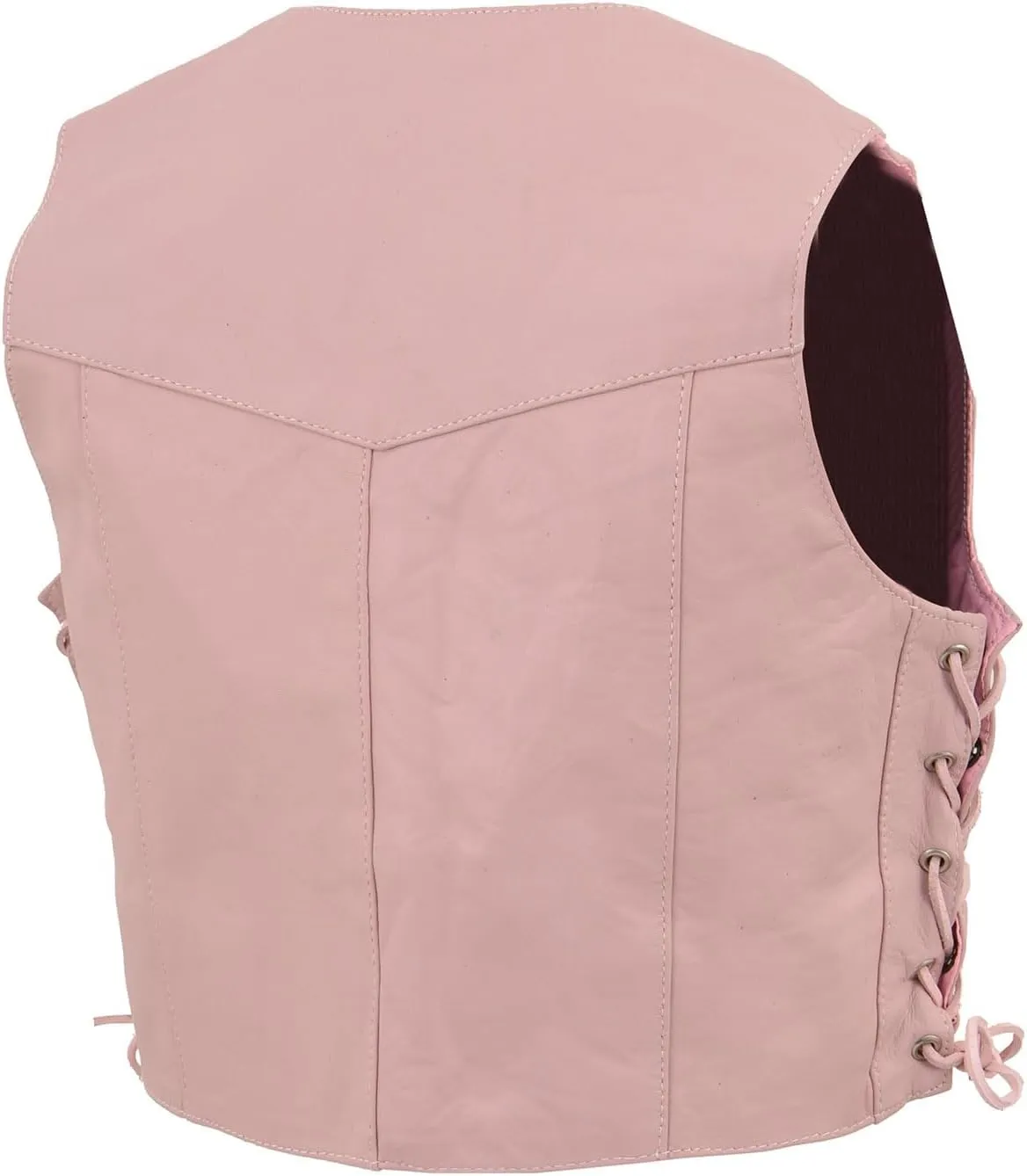 Milwaukee Leather SH2011LPNK Girls Pink Classic Three Snap Leather Vest