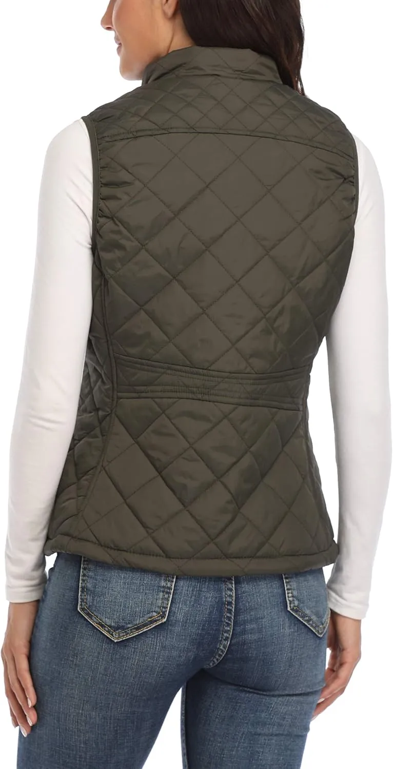 MISS MOLY Women Lightweight Quilted Padded Vest Stand Collar Zip Up Front Gilet Quilted