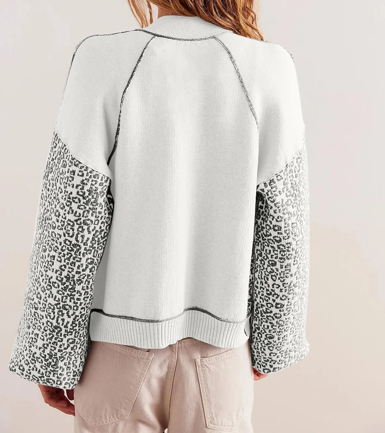 MISSACTIVER Women Leopard Print Button Down Knit Cardigan Long Sleeve Open Front Cheetah Graphic Sweater Cardigans Outwear