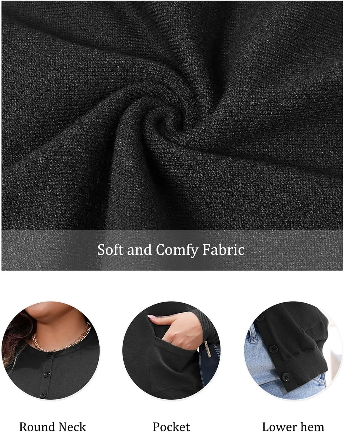 MK Shop Limited Womens Plus Size Cardigans Lightweight Button Sweaters Two Pockets Long Sleeve Knit Open Front Outwear