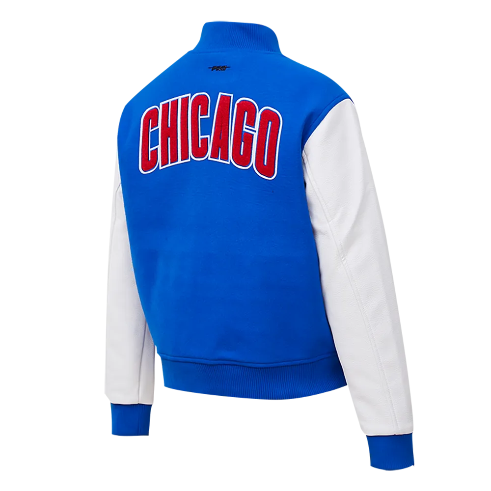 MLB CHICAGO CUBS CLASSIC WOMEN'S WOOL VARSITY JACKET (ROYAL BLUE/WHITE)