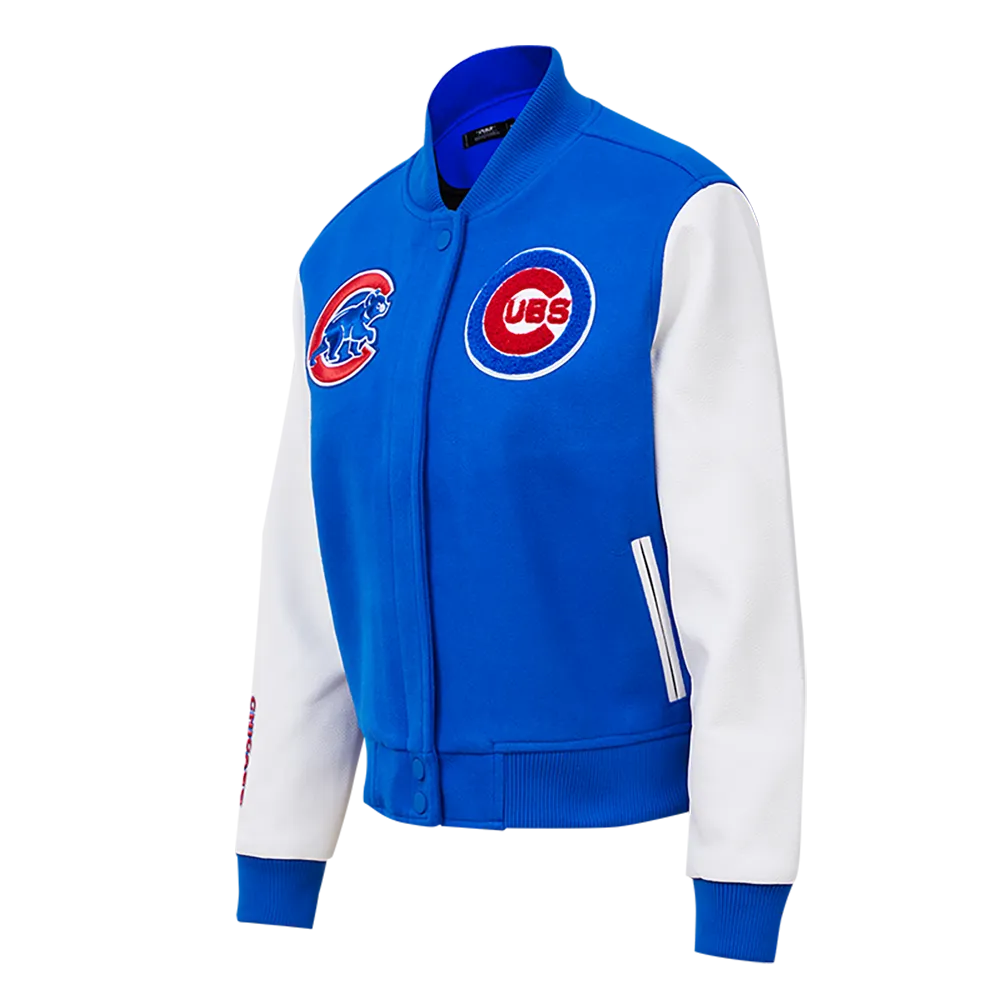 MLB CHICAGO CUBS CLASSIC WOMEN'S WOOL VARSITY JACKET (ROYAL BLUE/WHITE)