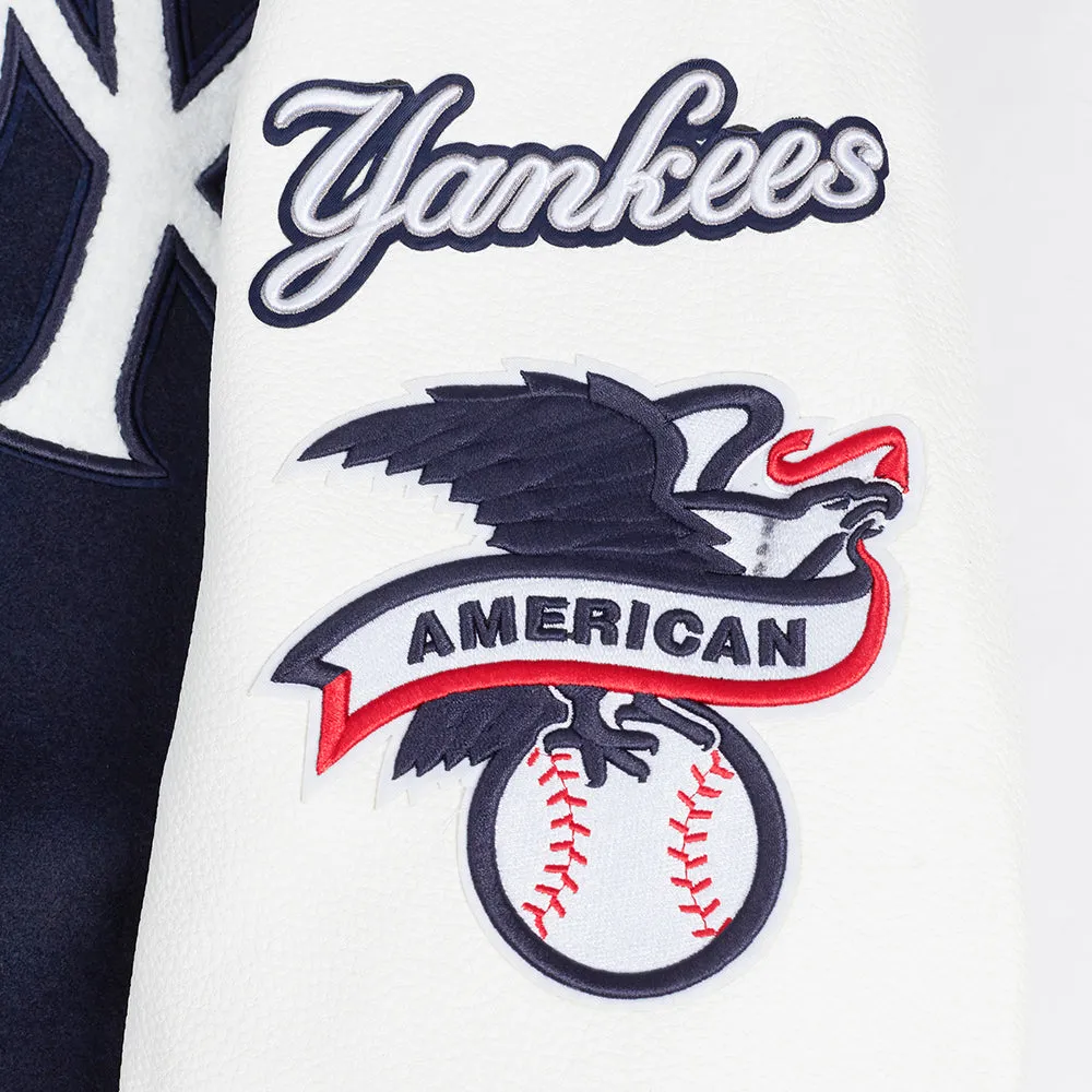 MLB NEW YORK YANKEES AREA CODE MEN'S RIB WOOL VARSITY JACKET (MIDNIGHT NAVY/WHITE)