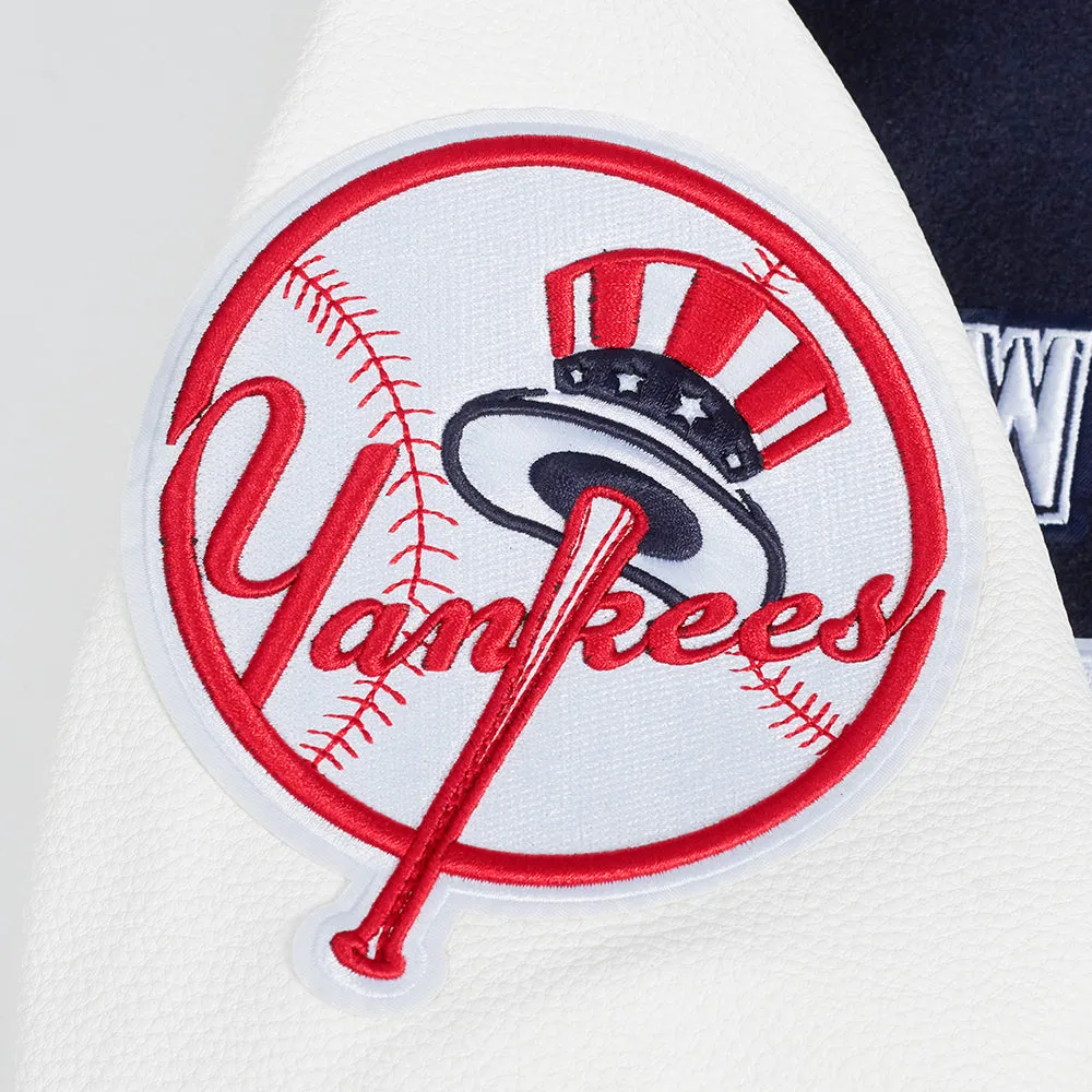 MLB NEW YORK YANKEES AREA CODE MEN'S RIB WOOL VARSITY JACKET (MIDNIGHT NAVY/WHITE)