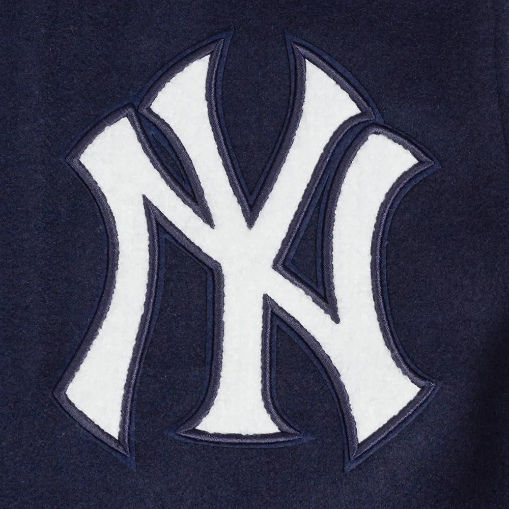 MLB NEW YORK YANKEES AREA CODE MEN'S RIB WOOL VARSITY JACKET (MIDNIGHT NAVY/WHITE)
