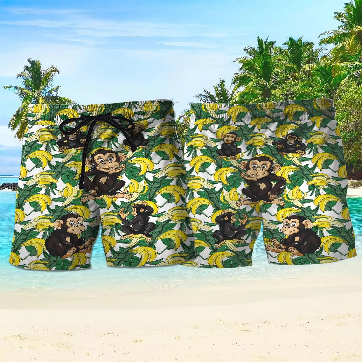 Monkey Mens Swim Trunks - Zoo Animal Swimming Trunk for Men - Beach Shorts, Mens Swim Shorts 46
