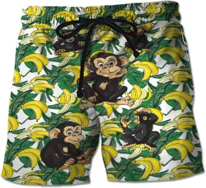Monkey Mens Swim Trunks - Zoo Animal Swimming Trunk for Men - Beach Shorts, Mens Swim Shorts 46