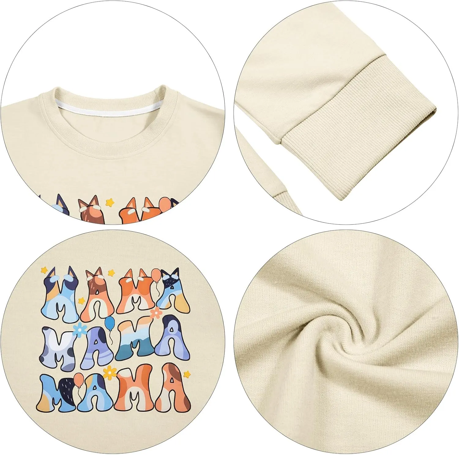 MOUSYA Oversized Mama Sweatshirt Woman Mama Letter Print Pullover Tops Trendy Shirt Casual Crewneck Loose Sweatshirts