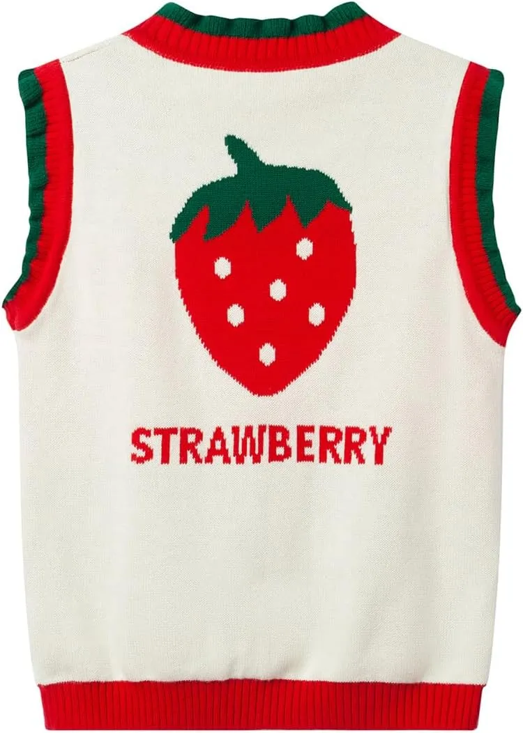 Mud Kingdom Toddler Little Girls Sweater Vest Knitted Sleeveless Button Down V-Neck Spring Autumn