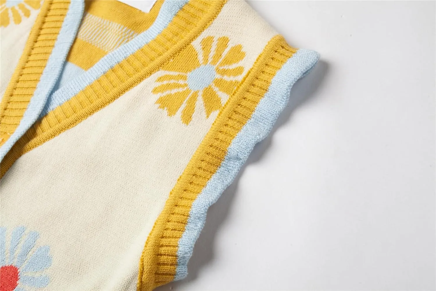 Mud Kingdom Toddler Little Girls Sweater Vest Knitted Sleeveless Button Down V-Neck Spring Autumn