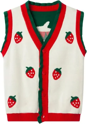 Mud Kingdom Toddler Little Girls Sweater Vest Knitted Sleeveless Button Down V-Neck Spring Autumn