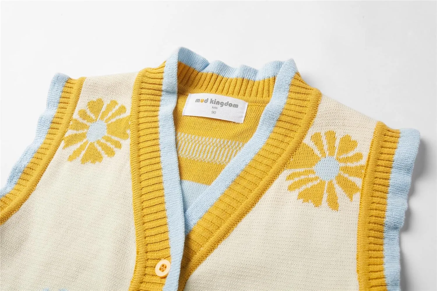 Mud Kingdom Toddler Little Girls Sweater Vest Knitted Sleeveless Button Down V-Neck Spring Autumn