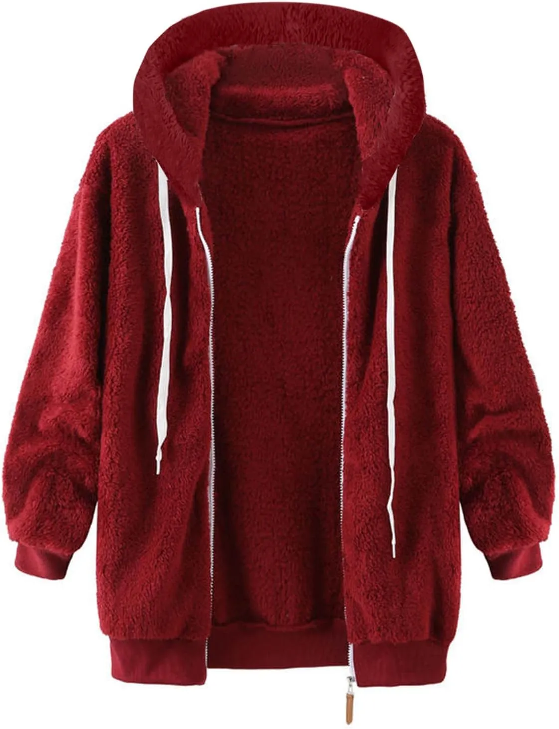 Muyise Women Oversized Sherpa Jackets Winter Warm Fuzzy Fleece Jackets Fluffy Full Zip Up Coat Outwear with Pockets