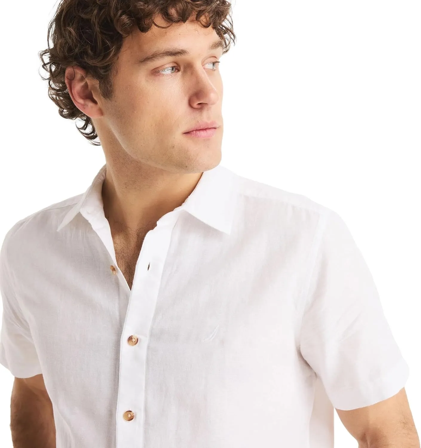 Nautica Men's Sustainably Crafted Linen Short-Sleeve Shirt