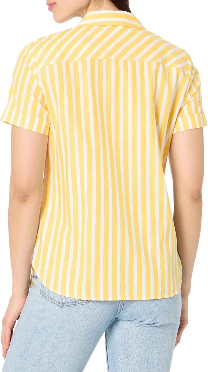 Nautica Women's Button Front Short Sleeve Camp Shirt