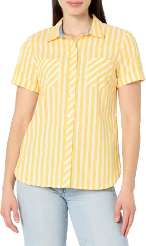 Nautica Women's Button Front Short Sleeve Camp Shirt