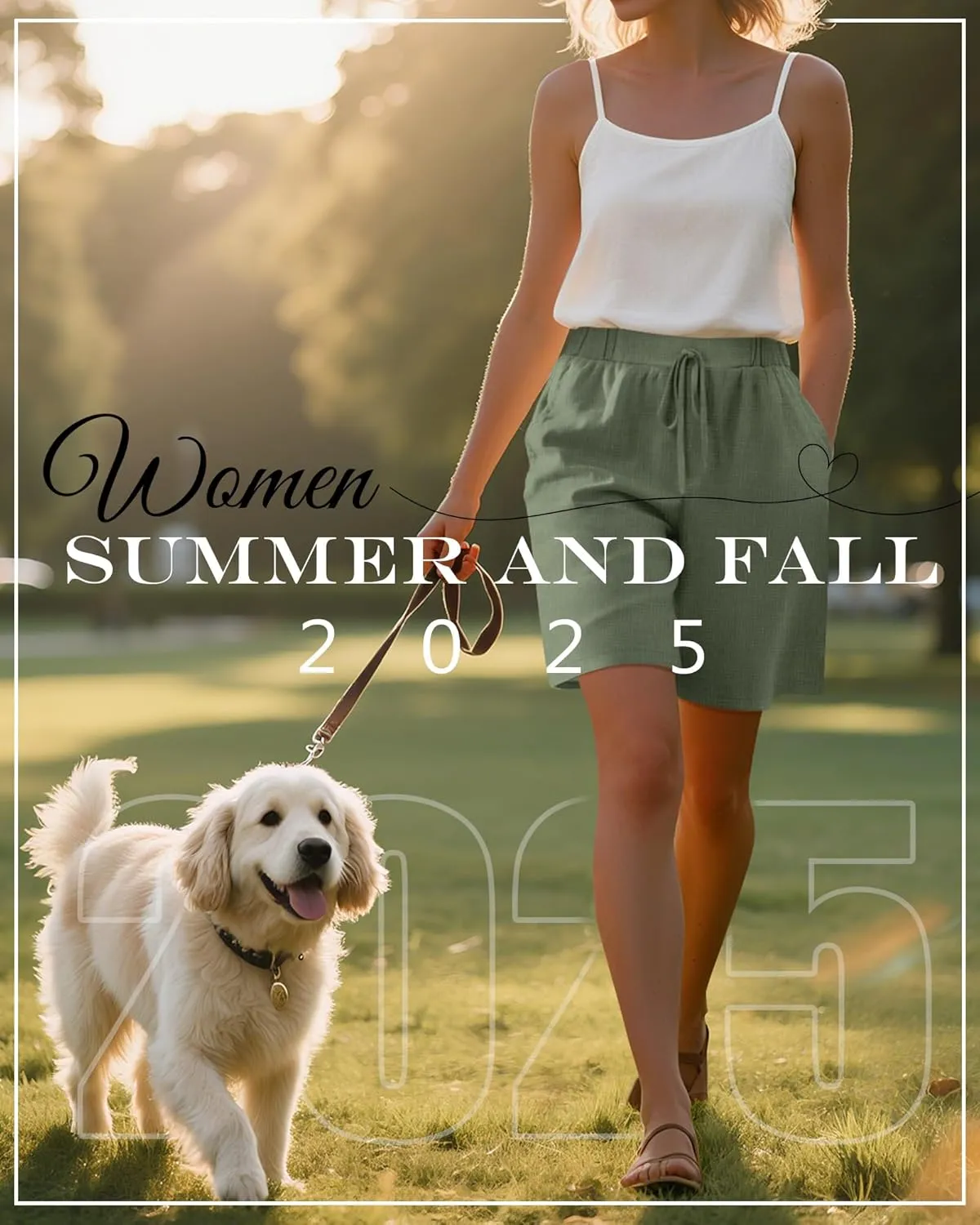 Neer 2 Pack Women's Linen Bermuda Shorts Elastic Waist Wide Leg Shorts Casual Summer Bottoms with Pockets