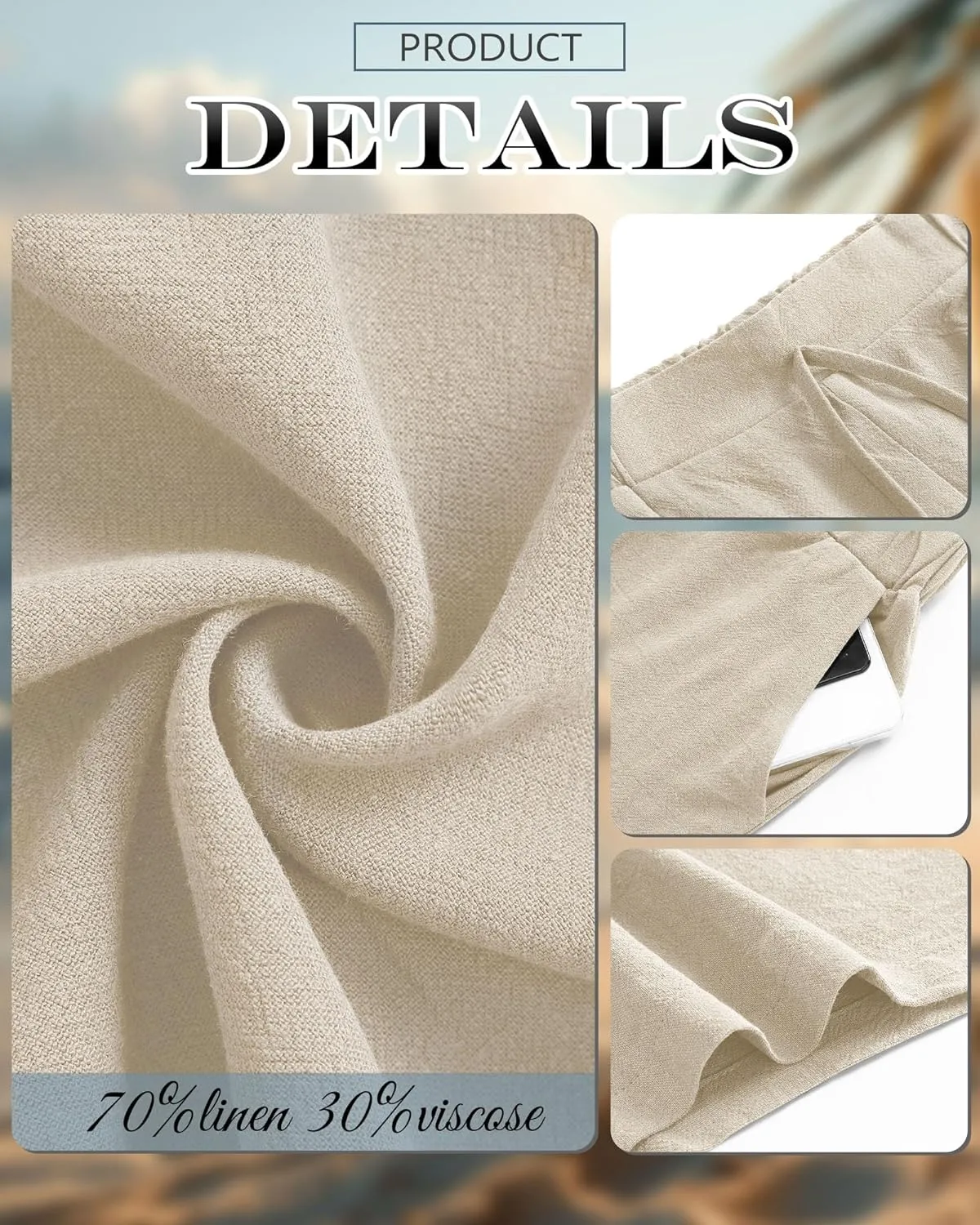 Neer 2 Pack Women's Linen Bermuda Shorts Elastic Waist Wide Leg Shorts Casual Summer Bottoms with Pockets
