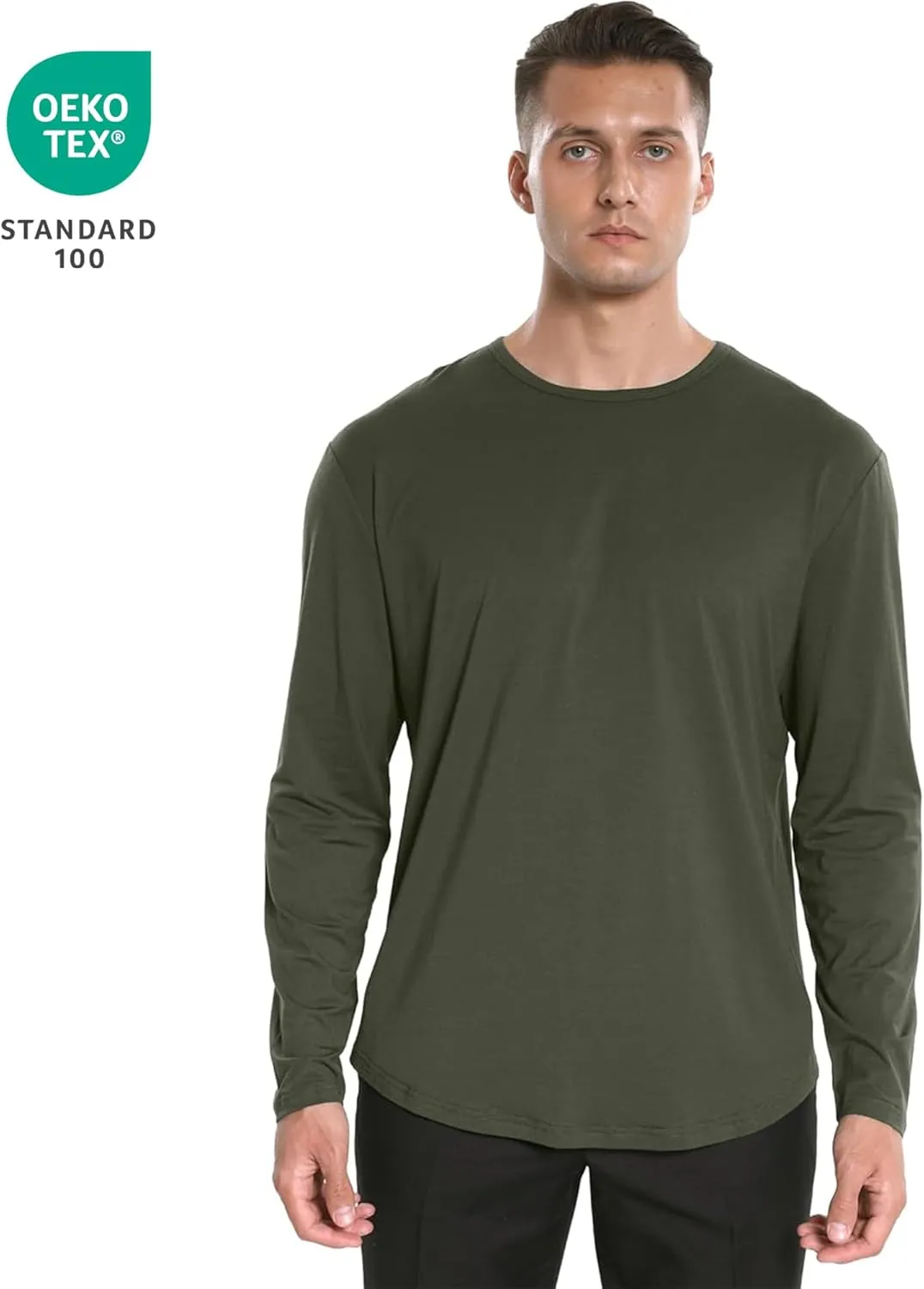 netdraw Men's Ultra Soft Bamboo Viscose T-Shirt Curve Hem Lightweight Cooling Short/Long Sleeve Casual Basic Tee Shirt
