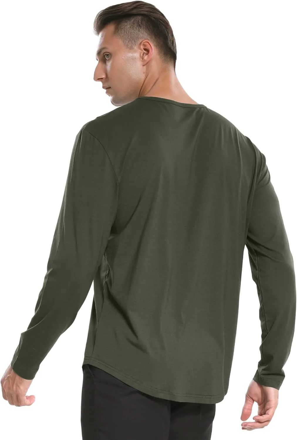 netdraw Men's Ultra Soft Bamboo Viscose T-Shirt Curve Hem Lightweight Cooling Short/Long Sleeve Casual Basic Tee Shirt