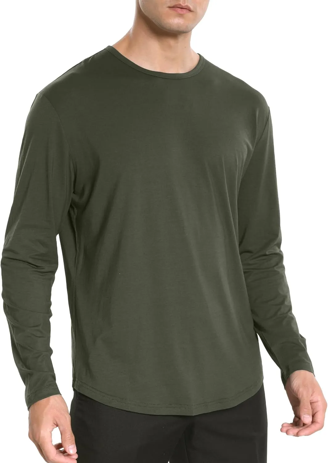 netdraw Men's Ultra Soft Bamboo Viscose T-Shirt Curve Hem Lightweight Cooling Short/Long Sleeve Casual Basic Tee Shirt