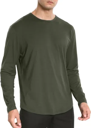 netdraw Men's Ultra Soft Bamboo Viscose T-Shirt Curve Hem Lightweight Cooling Short/Long Sleeve Casual Basic Tee Shirt