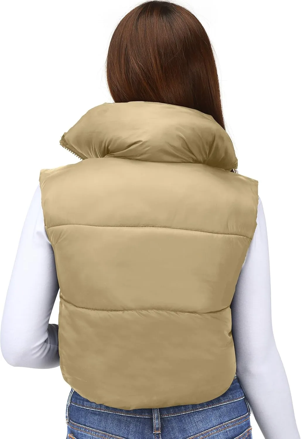 NY Threads Cropped Puffer Vest Women Lightweight Stand Collar Sleeveless Zip Up Winter Padded Gilet