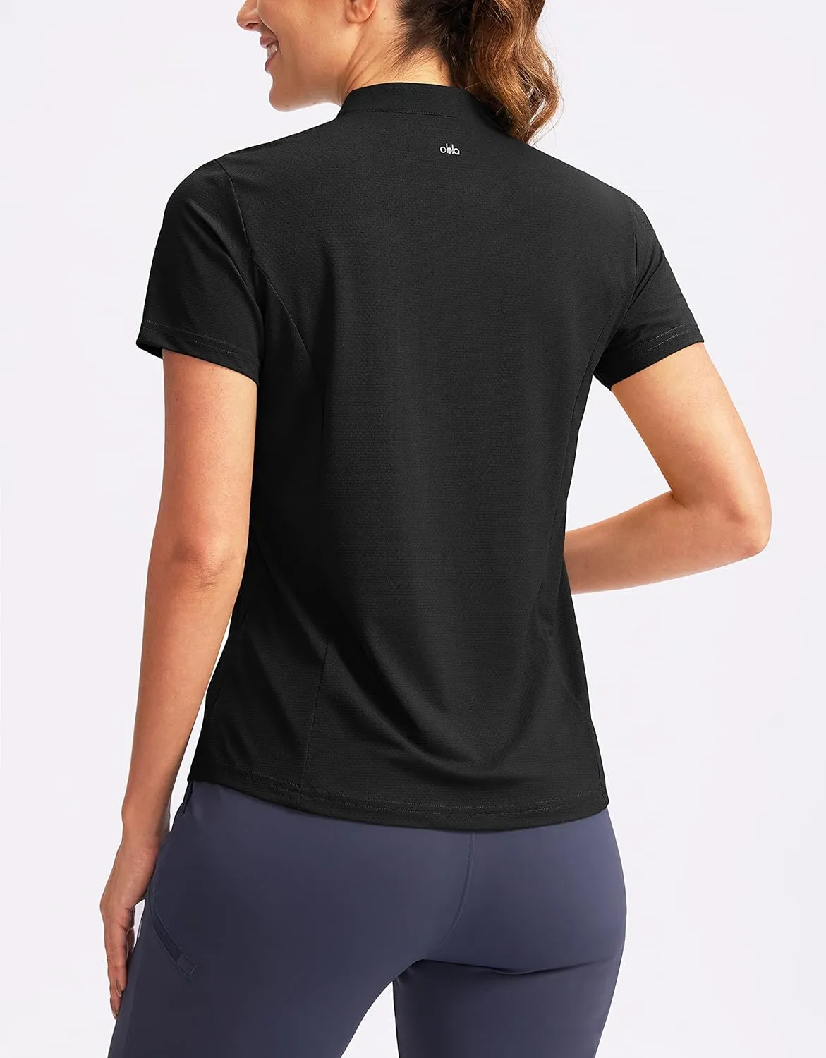 Obla Women's Golf Polo Shirt V-Neck Short Sleeve Collarless Quick Dry Tennis Running T Shirt Golf Tops for Women