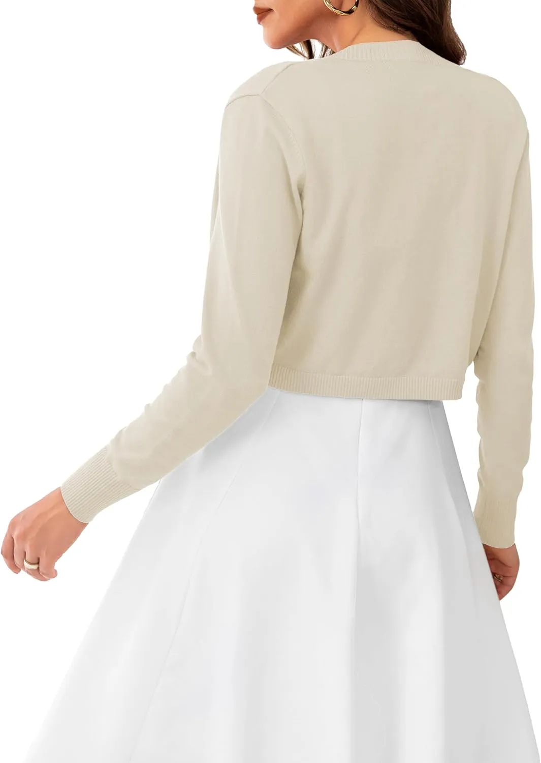 OmicGot Women's Long Sleeve Cropped Cardigan Sweaters Open Front Bolero Shrug for Dresses S-XL