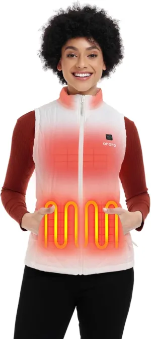 ORORO Quilted Heated Vest for Women, Lightweight Quilted Heating Vest with Battery (Charger Not Included)